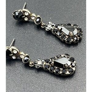 Sorrelli Beautiful Vintage Black Crystal‎ Silver Tone Dangle Earrings